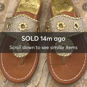 Like NEW Jack Rogers Navajo Gold Sparkle Sandals, Size 6